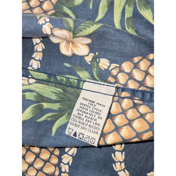 Reyn Spooner Blue Floral Pineapple Hawaiian Camp Shirt - Men’s Size Large EUC - Picture 14 of 14